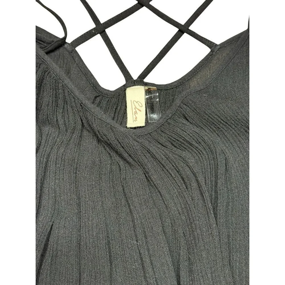 Nordstrom Elan Black Gauzy Strappy Swim Beach Cover Up Slip Dress Size Small